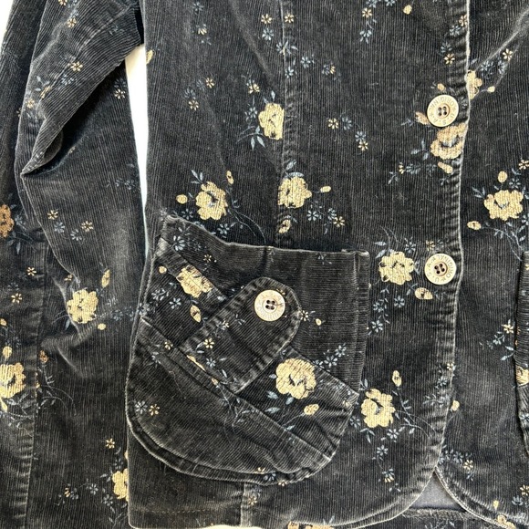 Vintage Women's Small Floral Corduroy Jacket Button Pockets Casual Fall Coat - Picture 4 of 15